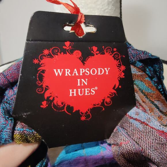 NWT Wrapsody in Hues Multicolored Tapestry Infinity Scarf Purple Blue Patched - Picture 4 of 5